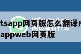 【whatsapp网页版怎么翻译成中文】whatsappweb网页版